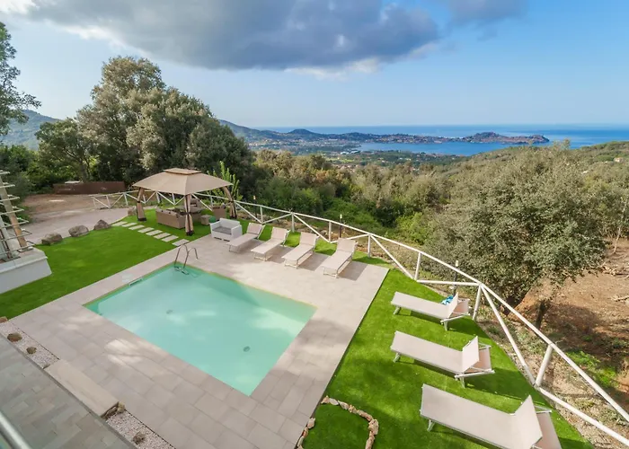 Luxury Liam With Pool And Sea View - Goelba Vila *